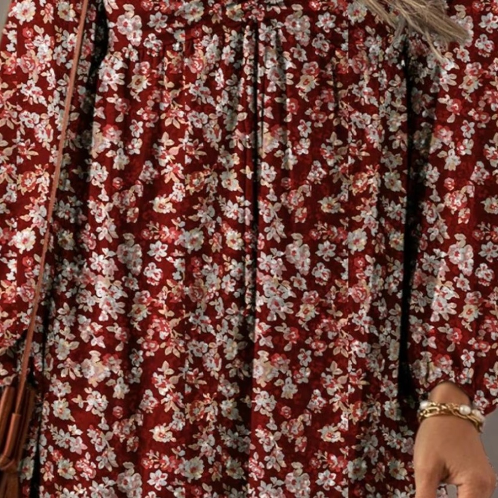 Floral Red Dress